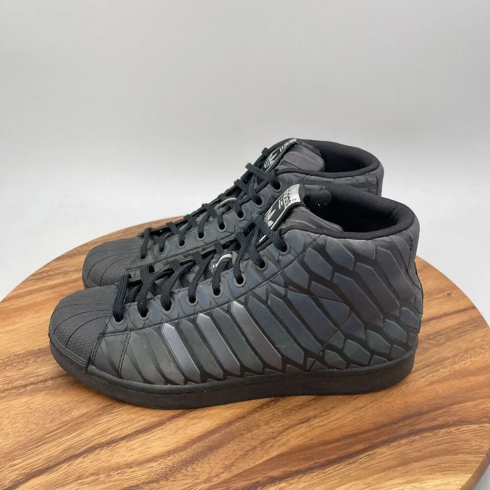 Adidas Pro Model Xeno Mid Shoes Mens Size 9 Black Reflective Snake Sneakers